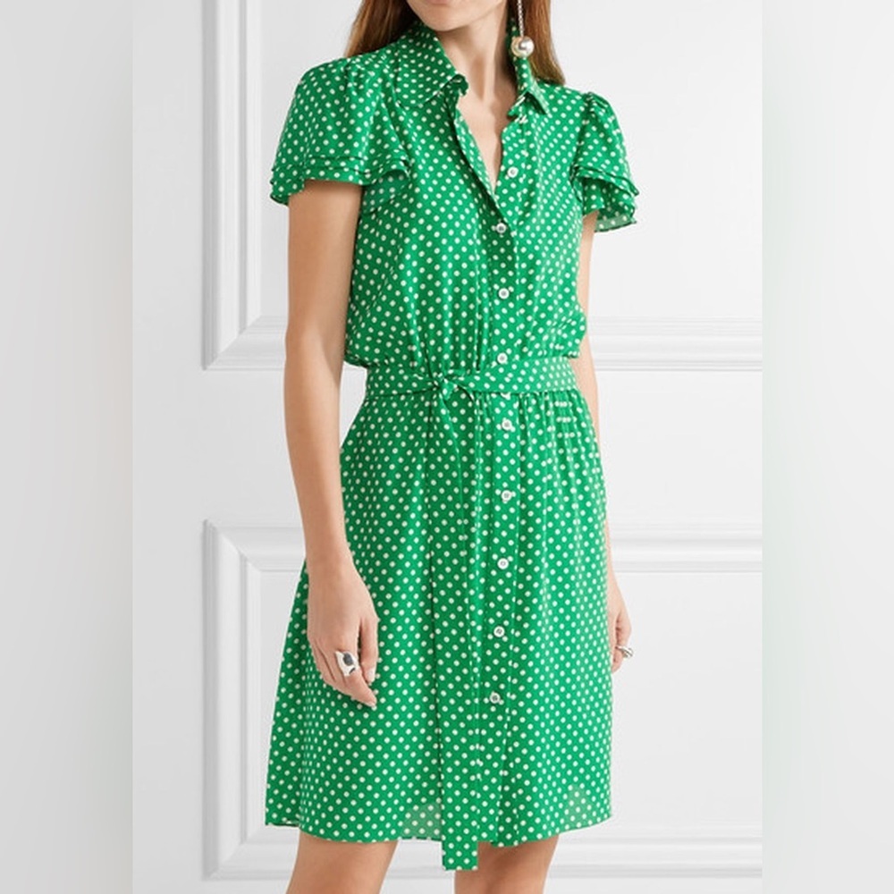 Michael Kors Collection Polka-Dot Silk-Georgette Mini Dress